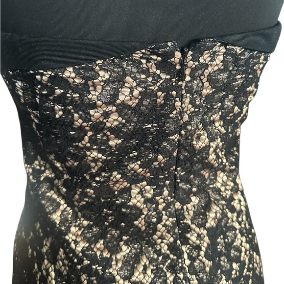 NWT Talbots Black & Gold Strapless Sheath Lace Dress w/ Asymmetrical Neckline - Picture 5 of 8